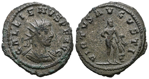 Ancient Roman coin of the Emperor Gallienus as Augustus with Hercules